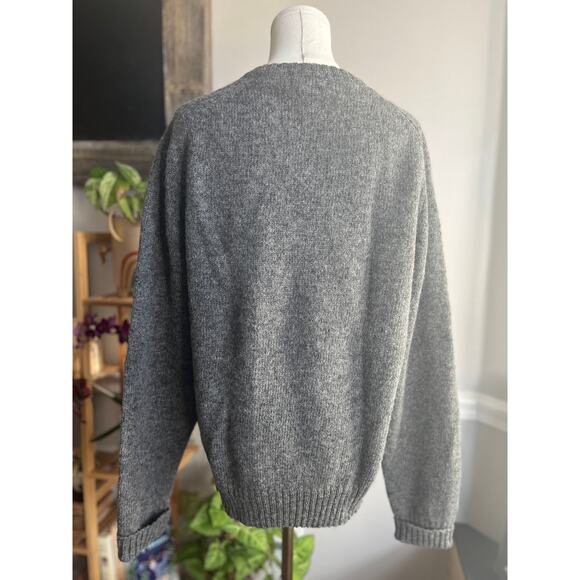 Vintage 90s Gray White Red Argyle Shetland Wool Sweater Size Large - Picture 5 of 6